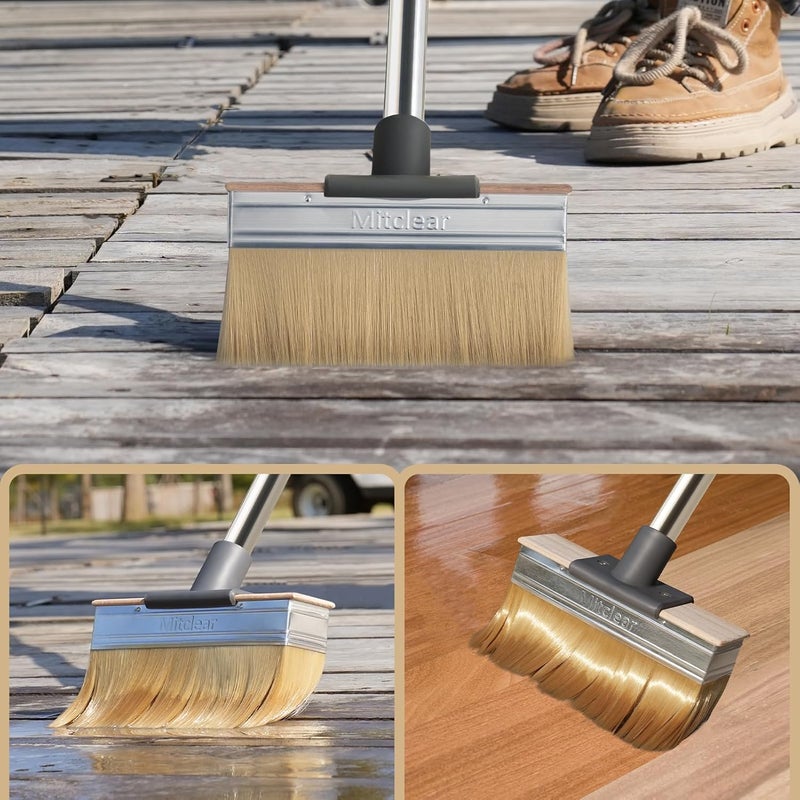 Mitclear Deck Stain Brush Applicator with Long Handle(59IN), 7IN Wide Deck Paint Brushes for Applying Stains, Paints and Sealer on Outdoor Wood Deck, Fence, Patio, Wall, Furniture - Image 5